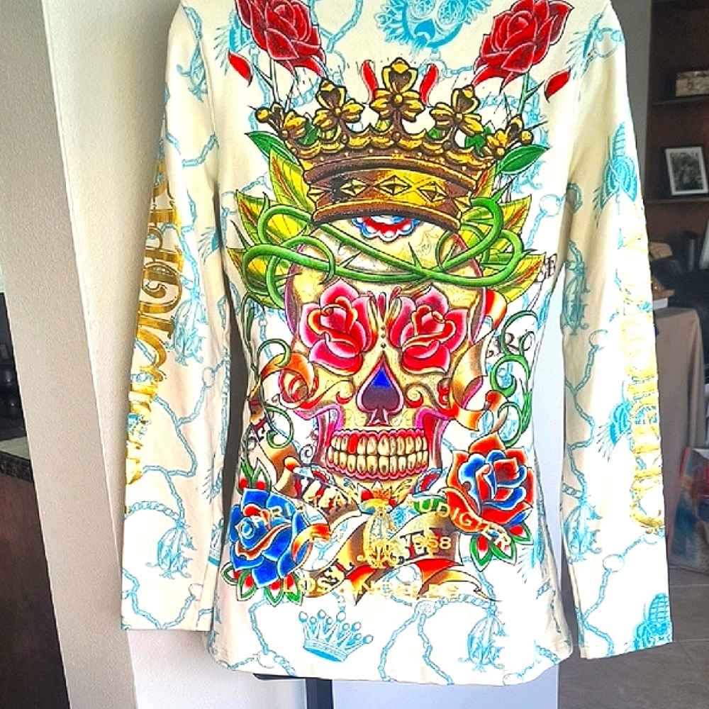 Christian Audigier Multicolor Floral Hoodie Jacket - Picture 6 of 12